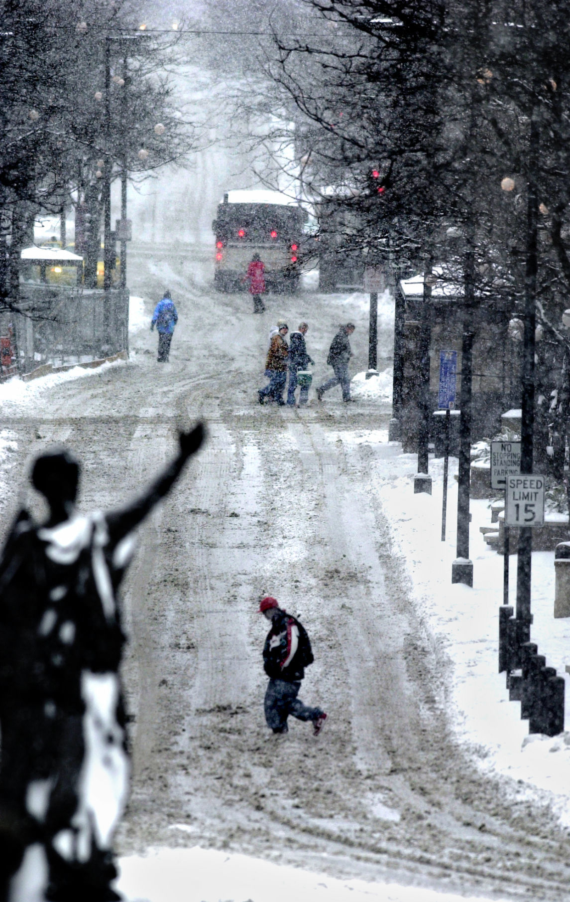 Braving the snow